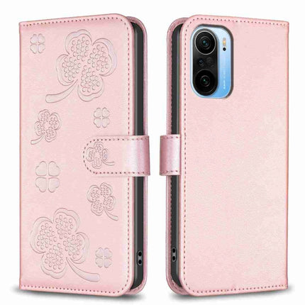 Four-leaf Embossed Leather Phone Case, For Xiaomi Redmi 10 5G / Note 11E, For Xiaomi Redmi 9C / 10A, For Xiaomi Redmi 10C, For Xiaomi Mi 11i / Poco F3