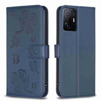 Four-leaf Embossed Leather Phone Case, For Xiaomi Redmi 10 / Note 11 4G, For Xiaomi Redmi Note 11 Pro Global, For Xiaomi 11T / 11T Pro, For Xiaomi Redmi Note 10 5G