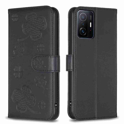 Four-leaf Embossed Leather Phone Case, For Xiaomi Redmi 10 / Note 11 4G, For Xiaomi Redmi Note 11 Pro Global, For Xiaomi 11T / 11T Pro, For Xiaomi Redmi Note 10 5G