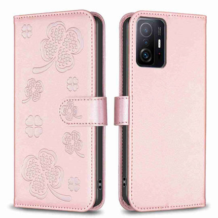 Four-leaf Embossed Leather Phone Case, For Xiaomi Redmi 10 / Note 11 4G, For Xiaomi Redmi Note 11 Pro Global, For Xiaomi 11T / 11T Pro, For Xiaomi Redmi Note 10 5G