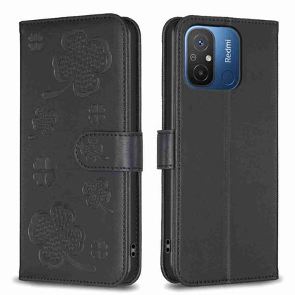 Four-leaf Embossed Leather Phone Case, For Xiaomi Poco C55 / Redmi 12C, For Xiaomi Redmi Note 12 Pro+ 5G Global, For Xiaomi Redmi Note 12 Pro 5G Global, For Xiaomi Redmi Note 12 5G Global