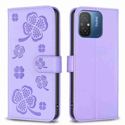 Four-leaf Embossed Leather Phone Case, For Xiaomi Poco C55 / Redmi 12C, For Xiaomi Redmi Note 12 Pro+ 5G Global, For Xiaomi Redmi Note 12 Pro 5G Global, For Xiaomi Redmi Note 12 5G Global