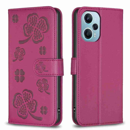 Four-leaf Embossed Leather Phone Case, For Xiaomi 13T, For Xiaomi Redmi 12 4G, For Xiaomi Poco F5 5G, For Xiaomi Redmi Note 11 / 12S 4G