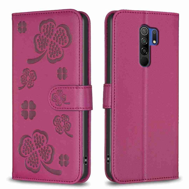 Four-leaf Embossed Leather Phone Case, For Xiaomi Redmi 9, For Xiaomi Redmi Note 9, For Xiaomi Redmi Note 9 Pro Max, For Xiaomi Redmi Note 8T