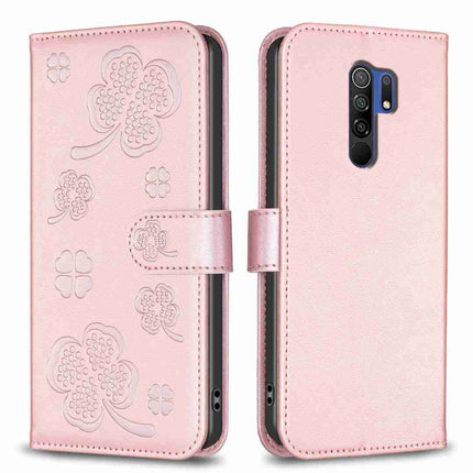 Four-leaf Embossed Leather Phone Case, For Xiaomi Redmi 9, For Xiaomi Redmi Note 9, For Xiaomi Redmi Note 9 Pro Max, For Xiaomi Redmi Note 8T