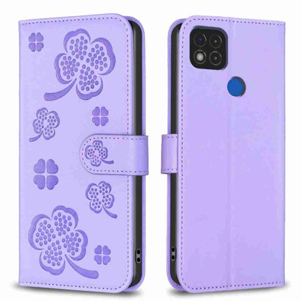 Four-leaf Embossed Leather Phone Case, For Xiaomi Redmi 10 5G / Note 11E, For Xiaomi Redmi 9C / 10A, For Xiaomi Redmi 10C, For Xiaomi Mi 11i / Poco F3