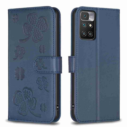 Four-leaf Embossed Leather Phone Case, For Xiaomi Redmi 10 / Note 11 4G, For Xiaomi Redmi Note 11 Pro Global, For Xiaomi 11T / 11T Pro, For Xiaomi Redmi Note 10 5G