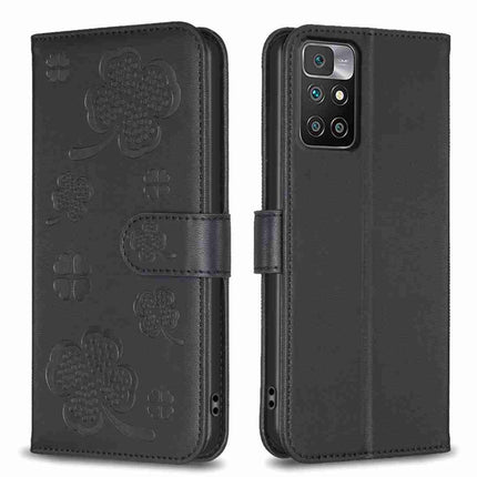 Four-leaf Embossed Leather Phone Case, For Xiaomi Redmi 10 / Note 11 4G, For Xiaomi Redmi Note 11 Pro Global, For Xiaomi 11T / 11T Pro, For Xiaomi Redmi Note 10 5G