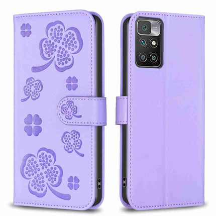 Four-leaf Embossed Leather Phone Case, For Xiaomi Redmi 10 / Note 11 4G, For Xiaomi Redmi Note 11 Pro Global, For Xiaomi 11T / 11T Pro, For Xiaomi Redmi Note 10 5G