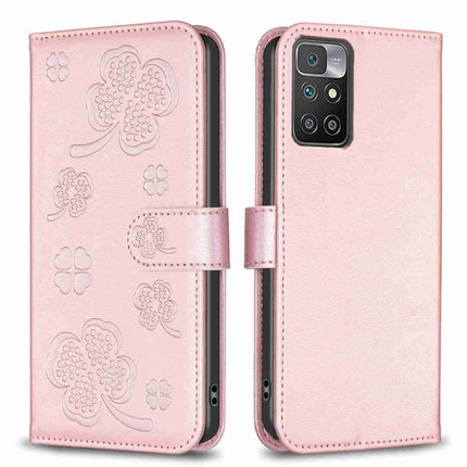 Four-leaf Embossed Leather Phone Case, For Xiaomi Redmi 10 / Note 11 4G, For Xiaomi Redmi Note 11 Pro Global, For Xiaomi 11T / 11T Pro, For Xiaomi Redmi Note 10 5G