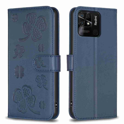 Four-leaf Embossed Leather Phone Case, For Xiaomi Redmi 10 5G / Note 11E, For Xiaomi Redmi 9C / 10A, For Xiaomi Redmi 10C, For Xiaomi Mi 11i / Poco F3