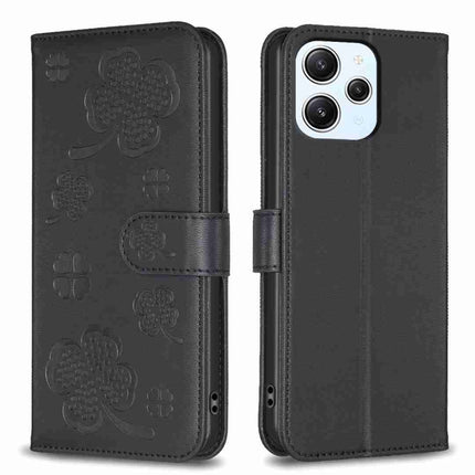 Four-leaf Embossed Leather Phone Case, For Xiaomi 13T, For Xiaomi Redmi 12 4G, For Xiaomi Poco F5 5G, For Xiaomi Redmi Note 11 / 12S 4G