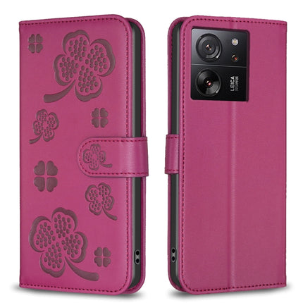Four-leaf Embossed Leather Phone Case, For Xiaomi 13T, For Xiaomi Redmi 12 4G, For Xiaomi Poco F5 5G, For Xiaomi Redmi Note 11 / 12S 4G