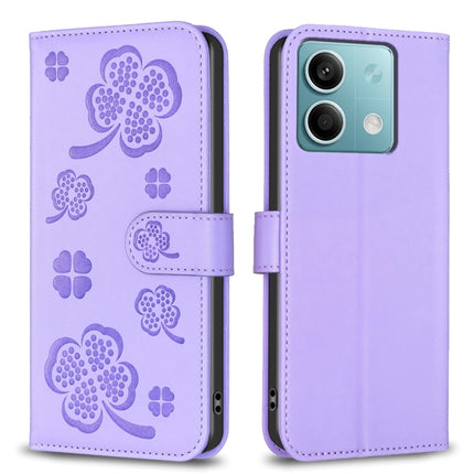 Four-leaf Embossed Leather Phone Case, For Xiaomi Poco M6 4G / Redmi 13 4G, For Xiaomi Redmi A3, For Xiaomi Redmi Note 13 Pro 4G Global, For Xiaomi Redmi Note 13 4G Global