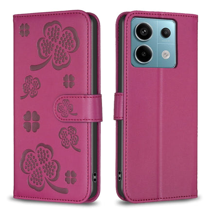 Four-leaf Embossed Leather Phone Case, For Xiaomi Poco M6 4G / Redmi 13 4G, For Xiaomi Redmi A3, For Xiaomi Redmi Note 13 Pro 4G Global, For Xiaomi Redmi Note 13 4G Global