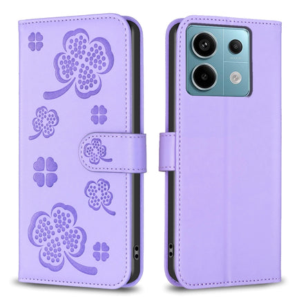 Four-leaf Embossed Leather Phone Case, For Xiaomi Poco M6 4G / Redmi 13 4G, For Xiaomi Redmi A3, For Xiaomi Redmi Note 13 Pro 4G Global, For Xiaomi Redmi Note 13 4G Global