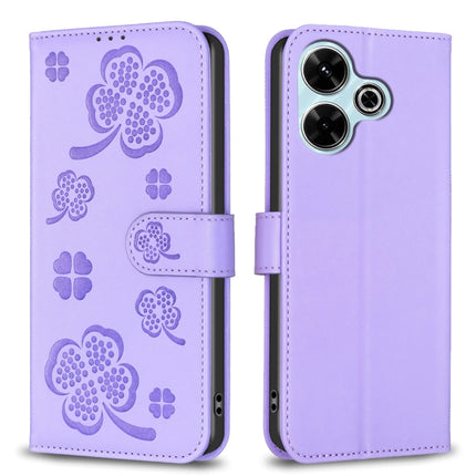 Four-leaf Embossed Leather Phone Case, For Xiaomi Poco M6 4G / Redmi 13 4G, For Xiaomi Redmi A3, For Xiaomi Redmi Note 13 Pro 4G Global, For Xiaomi Redmi Note 13 4G Global