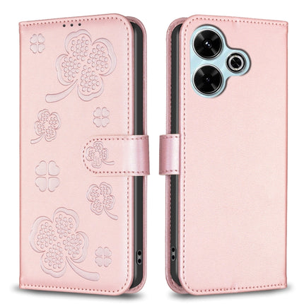 Four-leaf Embossed Leather Phone Case, For Xiaomi Poco M6 4G / Redmi 13 4G, For Xiaomi Redmi A3, For Xiaomi Redmi Note 13 Pro 4G Global, For Xiaomi Redmi Note 13 4G Global