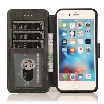 Horizontales Klappetui aus Leder mit magnetischer Schnalle und Kalbslederstruktur, mit Halterung, Kartenfächern, Geldbörse und Bilderrahmen, für iPhone 6/6s, für iPhone 7/8, für iPhone 7 Plus/8 Plus, für iPhone X/XS, für iPhone XR