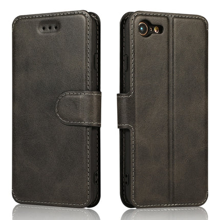 Horizontales Klappetui aus Leder mit magnetischer Schnalle und Kalbslederstruktur, mit Halterung, Kartenfächern, Geldbörse und Bilderrahmen, für iPhone 6/6s, für iPhone 7/8, für iPhone 7 Plus/8 Plus, für iPhone X/XS, für iPhone XR