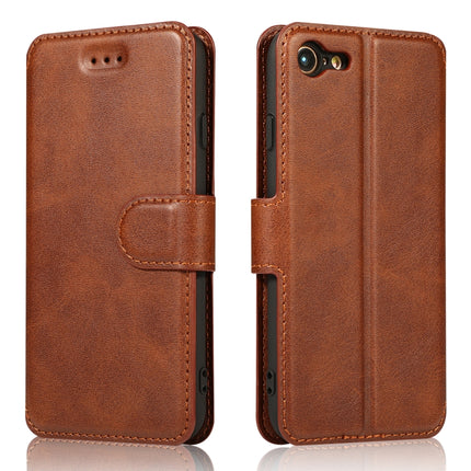 Horizontales Klappetui aus Leder mit magnetischer Schnalle und Kalbslederstruktur, mit Halterung, Kartenfächern, Geldbörse und Bilderrahmen, für iPhone 6/6s, für iPhone 7/8, für iPhone 7 Plus/8 Plus, für iPhone X/XS, für iPhone XR