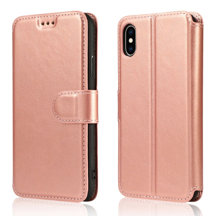 Horizontales Klappetui aus Leder mit magnetischer Schnalle und Kalbslederstruktur, mit Halterung, Kartenfächern, Geldbörse und Bilderrahmen, für iPhone 6/6s, für iPhone 7/8, für iPhone 7 Plus/8 Plus, für iPhone X/XS, für iPhone XR