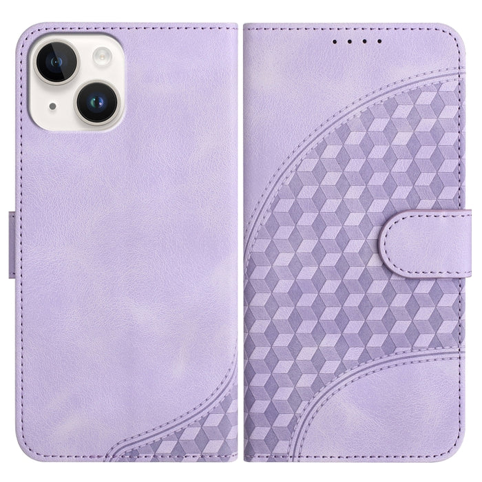 YX0060 Elephant Head Embossed Phone Leather Case with Lanyard, For iPhone 15, For iPhone 14 Plus, For iPhone 14