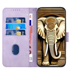 YX0060 Elephant Head Embossed Phone Leather Case with Lanyard, For iPhone 15, For iPhone 14 Plus, For iPhone 14, For iPhone 14 Pro