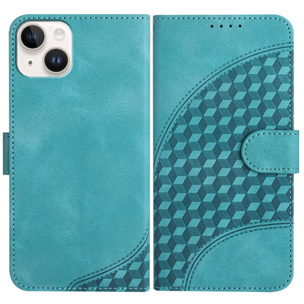 YX0060 Elephant Head Embossed Phone Leather Case with Lanyard, For iPhone 15, For iPhone 14 Plus, For iPhone 14