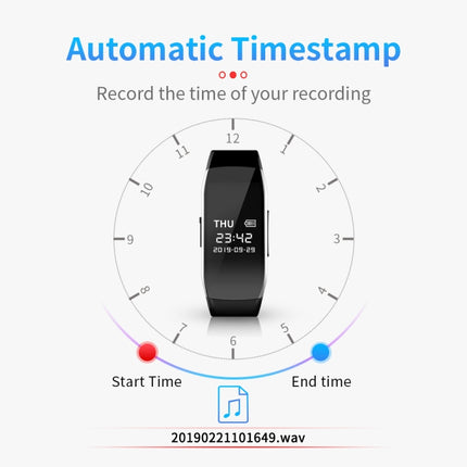 JNN C5 HD Noise Reduction Smart Recording Electronic Bracelet, 8GB, 16GB, 32GB, 64GB, 128GB