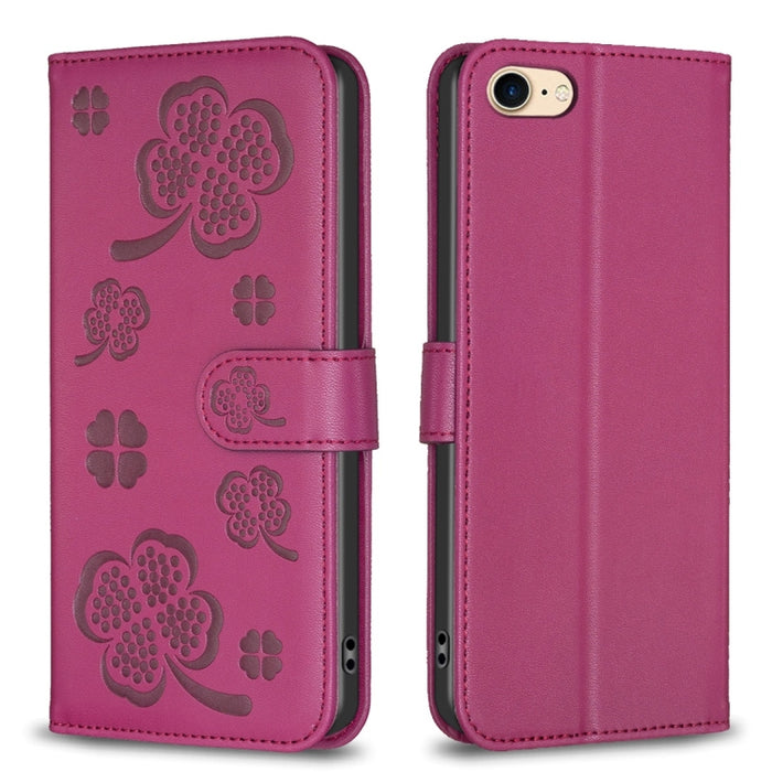 Four-leaf Embossed Leather Phone Case, For iPhone 7 / 8 / SE 2022, For iPhone 13 Pro Max, For iPhone 13 Pro, For iPhone 13