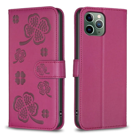 Four-leaf Embossed Leather Phone Case, For iPhone 12 / 12 Pro, For iPhone 12 Pro Max, For iPhone 11 Pro Max, For iPhone 11