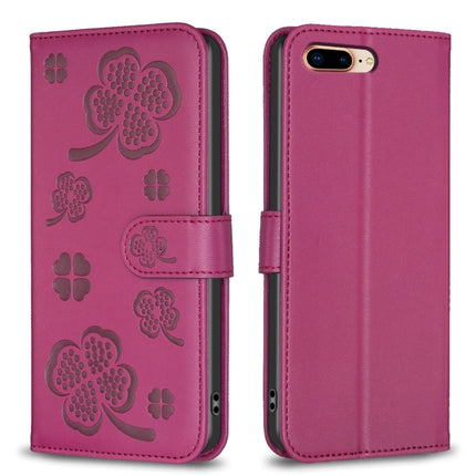Four-leaf Embossed Leather Phone Case, For iPhone 7 Plus / 8 Plus