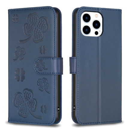 Four-leaf Embossed Leather Phone Case, For iPhone 14 Plus, For iPhone 14, For iPhone 14 Pro, For iPhone 14 Pro Max