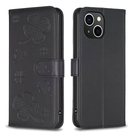 Four-leaf Embossed Leather Phone Case, For iPhone 14 Plus, For iPhone 14, For iPhone 14 Pro, For iPhone 14 Pro Max