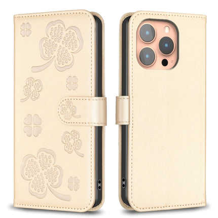 Four-leaf Embossed Leather Phone Case, For iPhone 16 Pro Max, For iPhone 16 Pro, For iPhone 16 Plus, For iPhone 16