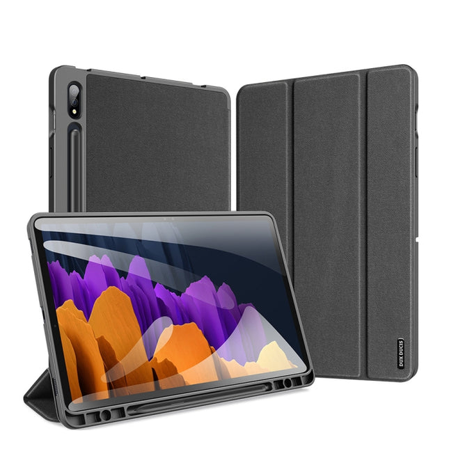 DUX DUCIS Domo Series Horizontal Flip Magnetic PU Leather Case with Three-folding Holder & Sleep / Wake-up Function & Pen Slot, For Samsung Galaxy Tab S7+ 12.4 inch