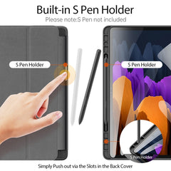 DUX DUCIS Domo Series Horizontal Flip Magnetic PU Leather Case with Three-folding Holder & Sleep / Wake-up Function & Pen Slot, For Samsung Galaxy Tab S7+ 12.4 inch