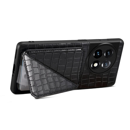 Denior Imitation Crocodile Leather Back Phone Case with Holder, For OPPO K11 / OnePlus Nord CE3 5G, For OPPO K11x 5G / OnePlus Nord CE3 Lite, For OnePlus Ace 2 Pro 5G, For OnePlus Ace 2V / Nord 3 5G