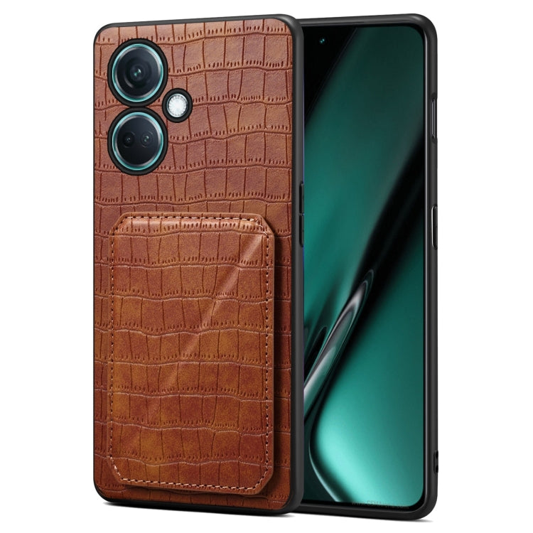 Denior Imitation Crocodile Leather Back Phone Case with Holder