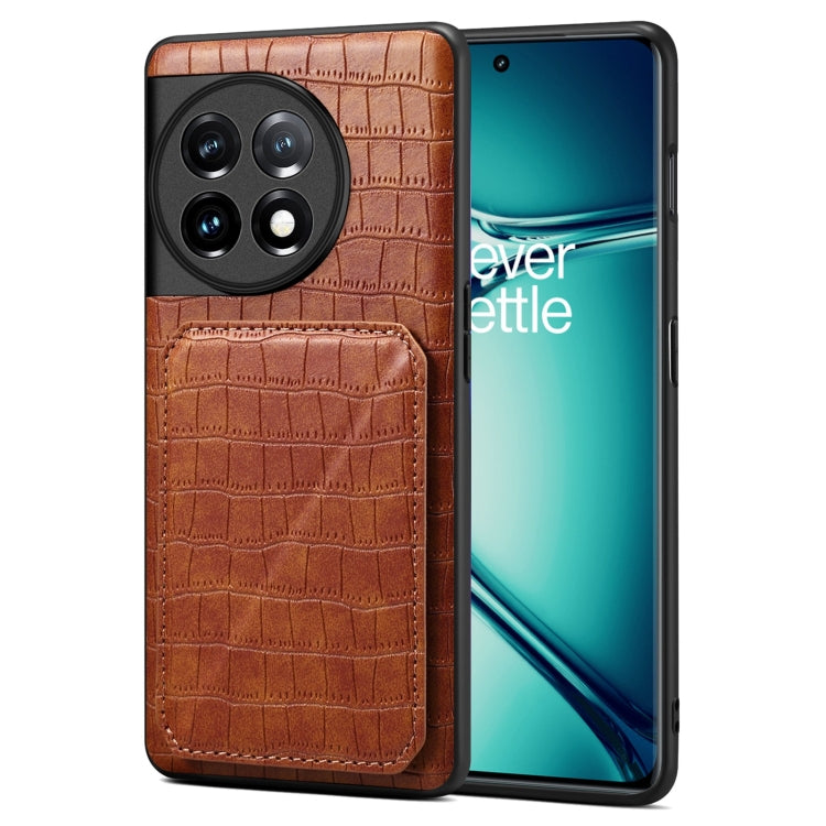 Denior Imitation Crocodile Leather Back Phone Case with Holder