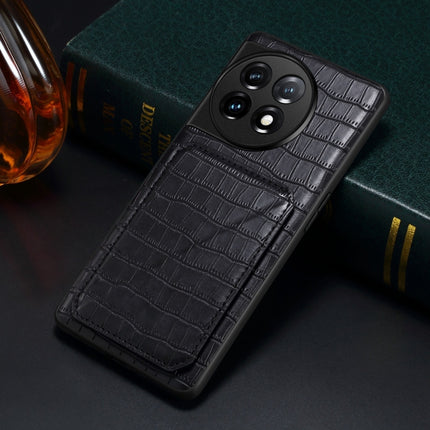 Denior Imitation Crocodile Leather Back Phone Case with Holder, For OnePlus Ace 2 / 11R 5G, For OnePlus 11 5G