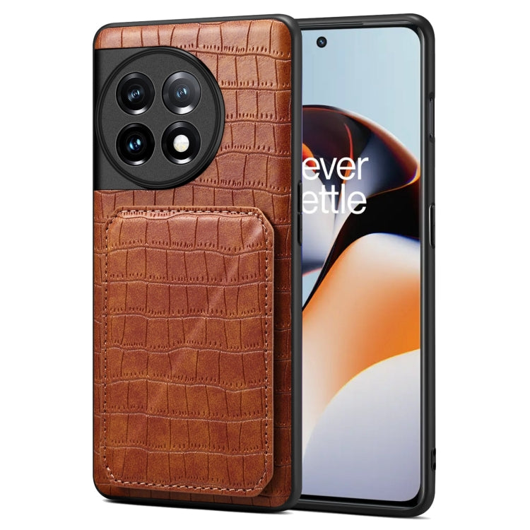 Denior Imitation Crocodile Leather Back Phone Case with Holder