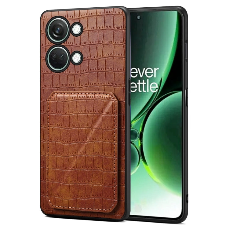 Denior Imitation Crocodile Leather Back Phone Case with Holder