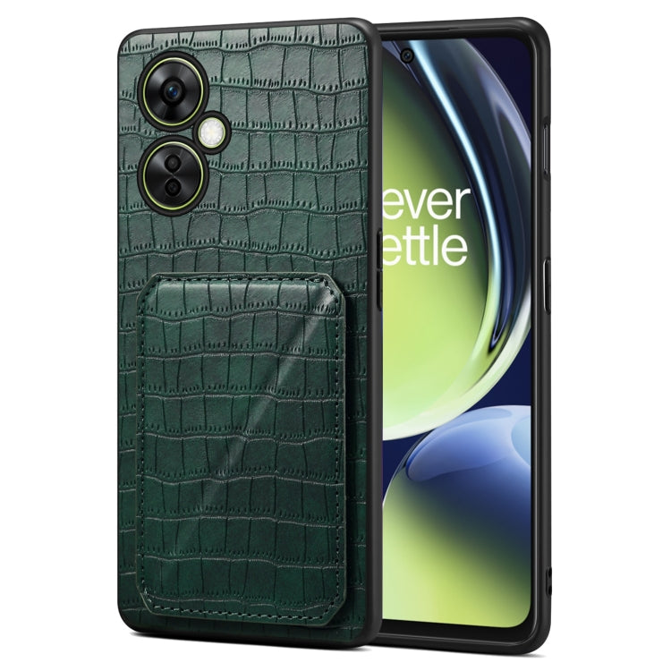 Denior Imitation Crocodile Leather Back Phone Case with Holder