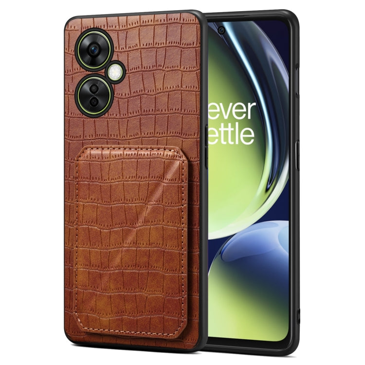 Denior Imitation Crocodile Leather Back Phone Case with Holder