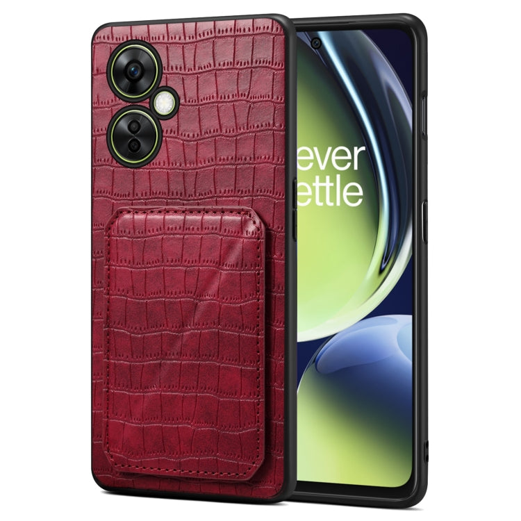 Denior Imitation Crocodile Leather Back Phone Case with Holder