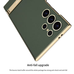 GKK Triumph Ultra-Thin Plain Leather Phone Case with Holder, For Samsung Galaxy S24 Ultra 5G