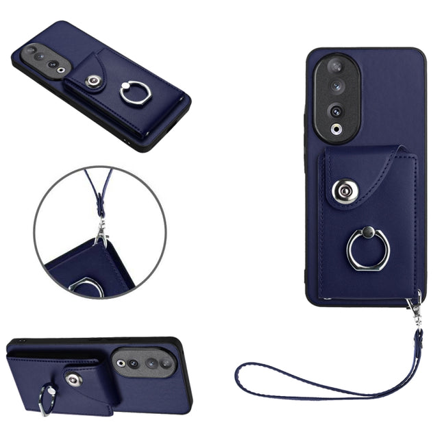 Organ Card Bag Ring Holder PU Phone Case with Lanyard, For Honor 90, For Honor X8a, For Honor X9a/Magic5 Lite