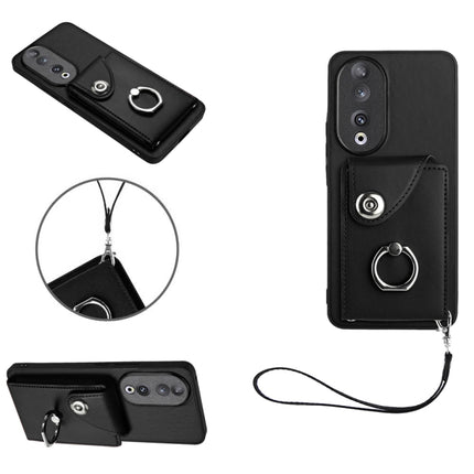 Organ Card Bag Ring Holder PU Phone Case with Lanyard, For Honor 90, For Honor X8a, For Honor X9a/Magic5 Lite